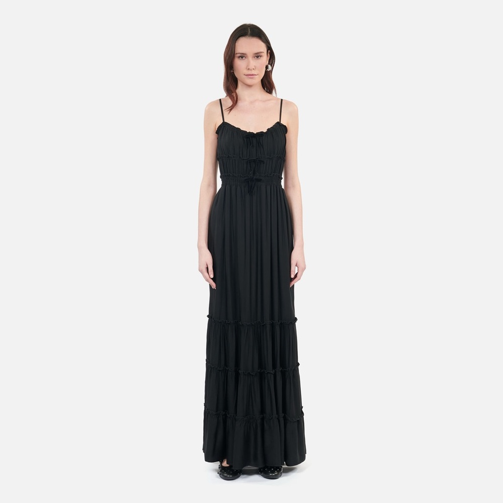 The Kooples Tiered Black Dress with Bows